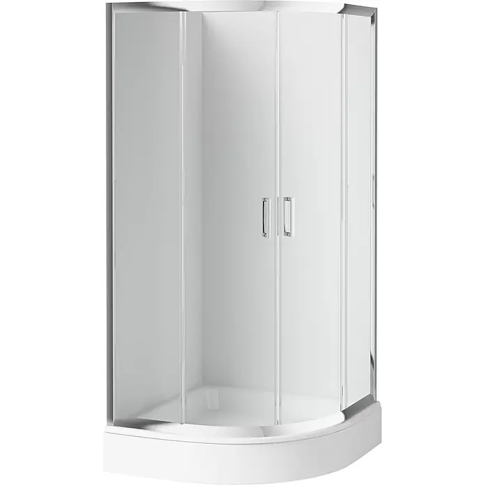 Bad Land Eckdusche FUNKIA Duschkabine Viertelkreis 80 x 80 x 185 cm Silber, 5 mm, Klarglas - Beschichtet, Silber, Stärke: 5 mm