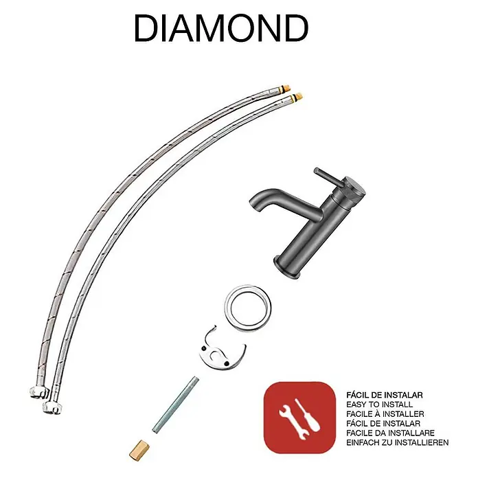 Poalgi Waschtischarmatur Diamond - Mattgrau, Matt