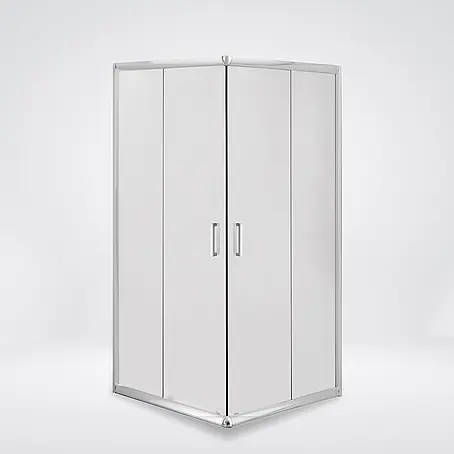 Bad Land  Eckdusche FUNKIA Duschkabine quadratisch 90 x 90 x 185 cm Silber, 5 mm, Milchglas