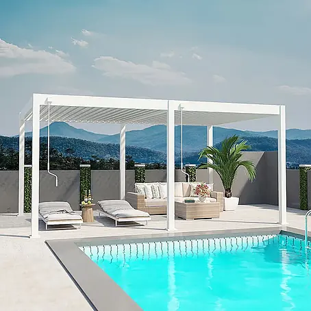 Weide  Pergola Deluxe freistehend Aluminium 3,6 x 5,3 m Weiß