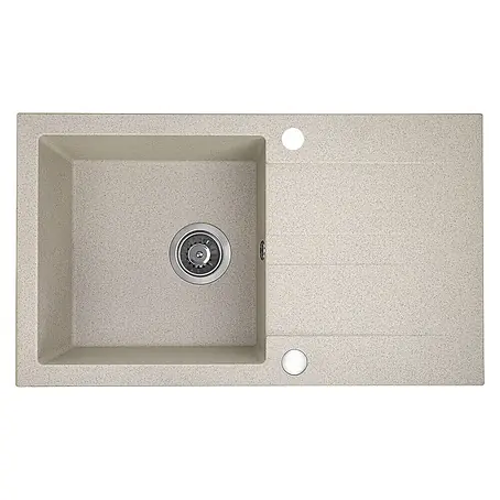 Bad Land  Einbauspüle SHIRE Granitspüle 44 x 76 cm Beige, Einzelbecken, lange Abtropffl., Siphon