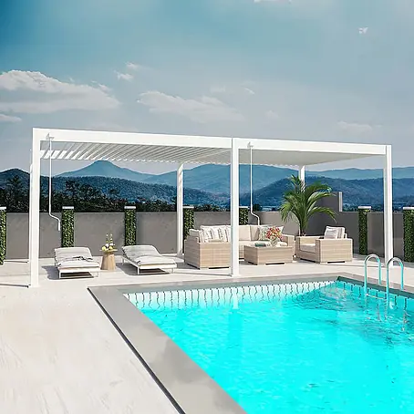 Weide  Pergola Deluxe freistehend Aluminium 3,6 x 7,2 m Weiß