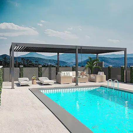 Weide  Pergola Deluxe Plus freistehend Aluminium 4 x 8 m Anthrazit