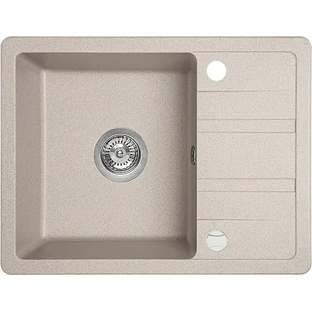 Bad Land  Einbauspüle STELLA Granitspüle 44 x 58 cm Beige, Einzelbecken, kurze Abtropffl., Siphon