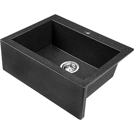 Bad Land  Einbauspüle KOMODO Granitspüle 49 x 63 cm Schwarz, Einzelbecken, Siphon