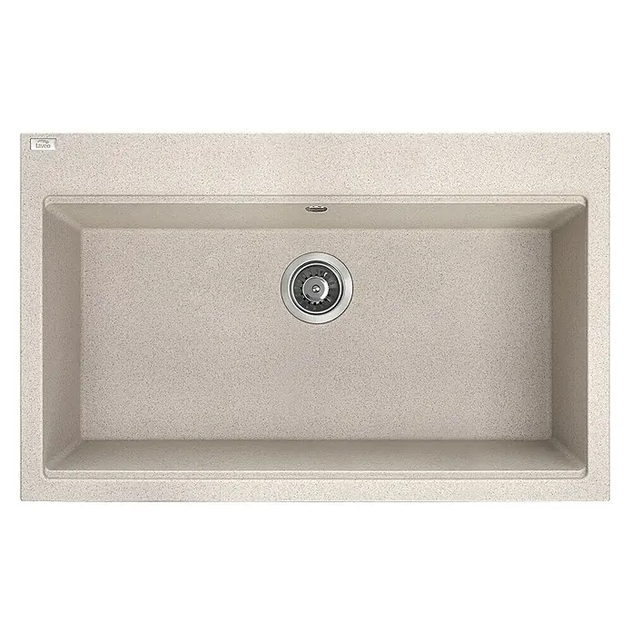 Bad Land Einbauspüle TAU Granitspüle 50 x 80 cm Beige, Einzelbecken, Siphon - 80 x 50 cm, Verbundwerkstoff