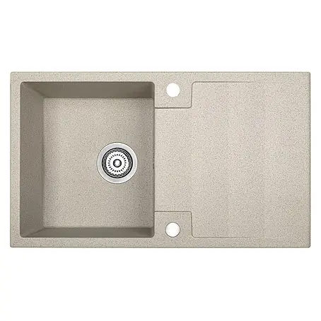 Bad Land  Einbauspüle RAB Granitspüle 44 x 76 cm Beige, Einzelbecken, lange Abtropffl., Siphon