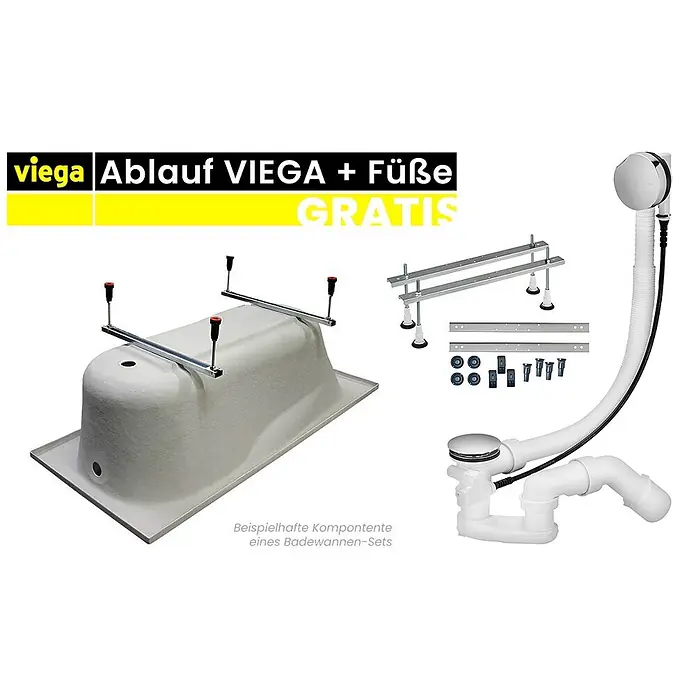 Bad Land Freistehende Badewanne AVO Wanne 170 x 75 cm rechts Weiß Tür und Sitz, Set mit Styroporverkleidung - Acryl, Weiß