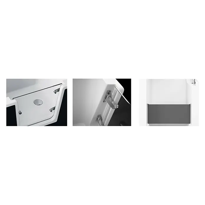 Bad Land Freistehende Badewanne VOVO Wanne 140 x 70 cm links Weiß, Tür und Sitz, Set mit Wannenträger - Acryl, Weiß