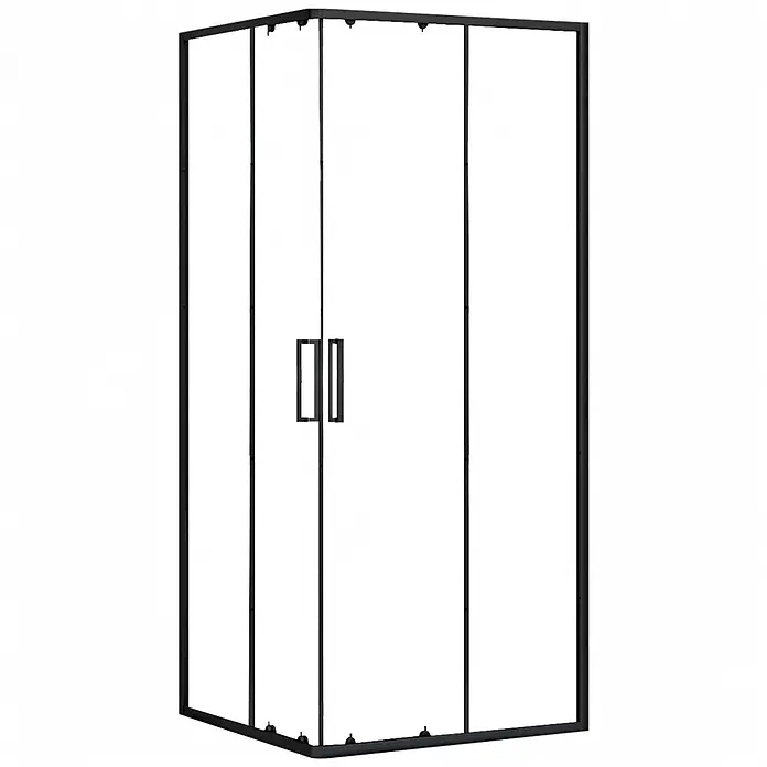 Bad Land Eckdusche PUNTO Duschkabine quadratisch 80 x 80 x 190 cm Schwarz, 5 mm, Klarglas - Beschichtet, Schwarz, Stärke: 5 mm