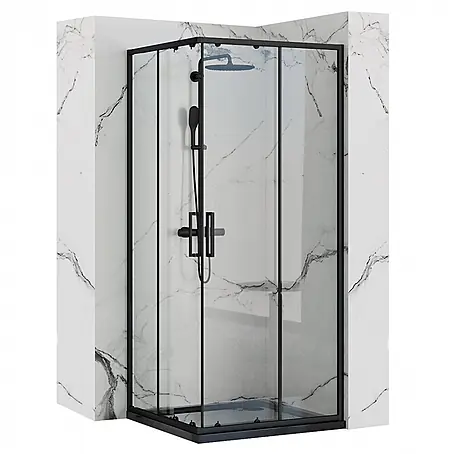 Bad Land  Eckdusche PUNTO Duschkabine quadratisch 90 x 90 x 190 cm Schwarz, 5 mm, Klarglas