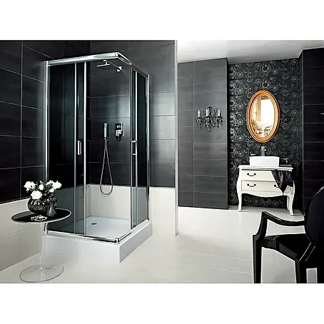 Bad Land  Eckdusche FUNKIA Duschkabine quadratisch 80 x 80 x 185 cm Silber, 5 mm, Graphitglas