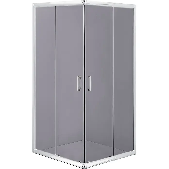 Bad Land Eckdusche FUNKIA Duschkabine quadratisch 80 x 80 x 185 cm Silber, 5 mm, Graphitglas - Beschichtet, Silber, Stärke: 5 mm - Eck-Duschkabine mit grauem, lichtdurchlässigem Glas und silbernem Rahmen mit Griffen.