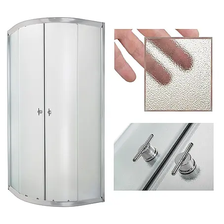 Bad Land  Eckdusche MARBELLA Duschkabine Viertelkreis 90 x 90 x 180 cm Silber, 4 mm, Milchglas