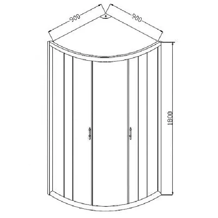 Bad Land Eckdusche MARBELLA Duschkabine Viertelkreis 90 x 90 x 180 cm Silber, 4 mm, Milchglas - Beschichtet, Silber, Stärke: 4 mm