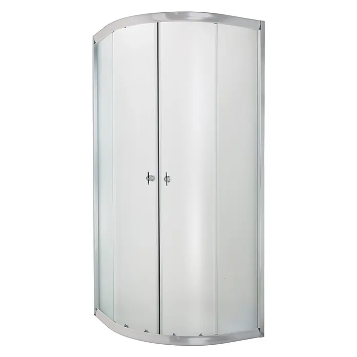 Bad Land Eckdusche MARBELLA Duschkabine Viertelkreis 80 x 80 x 180 cm Silber, 4 mm, Milchglas - Beschichtet, Silber, Stärke: 4 mm
