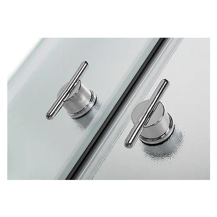 Bad Land Eckdusche MARBELLA Duschkabine Viertelkreis 80 x 80 x 180 cm Silber, 4 mm, Milchglas - Beschichtet, Silber, Stärke: 4 mm
