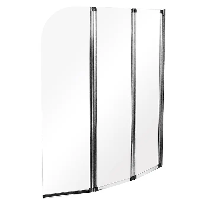 Bad Land Badewannenaufsatz Badewannenaufsatz 3-teilig AMBITION 3 123,5x139 cm ESG 4 mm Klarglas Silber - 3 Stk., Transparent / Silber