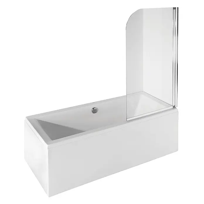Bad Land Badewannenaufsatz Badewannenaufsatz 1-teilig AMBITION 1 75x130 cm ESG 5 mm Klarglas Silber - 1 Stk., Transparent / Silber