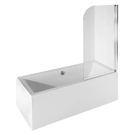 Bad Land  Badewannenaufsatz Badewannenaufsatz 1-teilig AMBITION 1 75x130 cm ESG 5 mm Klarglas Silber