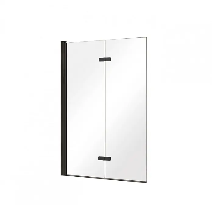 Bad Land Badewannenaufsatz Badewannenaufsatz 2-teilig LUMIX 100x145 cm ESG 6 mm Klarglas Schwarz - 2 Stk., Transparent / Schwarz