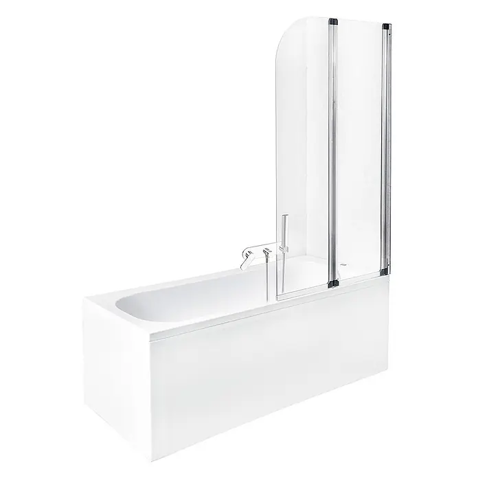 Bad Land Badewannenaufsatz Badewannenaufsatz 2-teilig AMBITION 2 80x140 cm ESG 4 mm Klarglas Silber - 2 Stk., Transparent / Silber