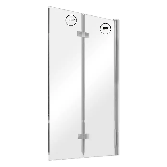 Bad Land Badewannenaufsatz Badewannenaufsatz 2-teilig PRESTIGO 80x150 cm ESG 6 mm Klarglas Silber - 2 Stk., Transparent / Silber
