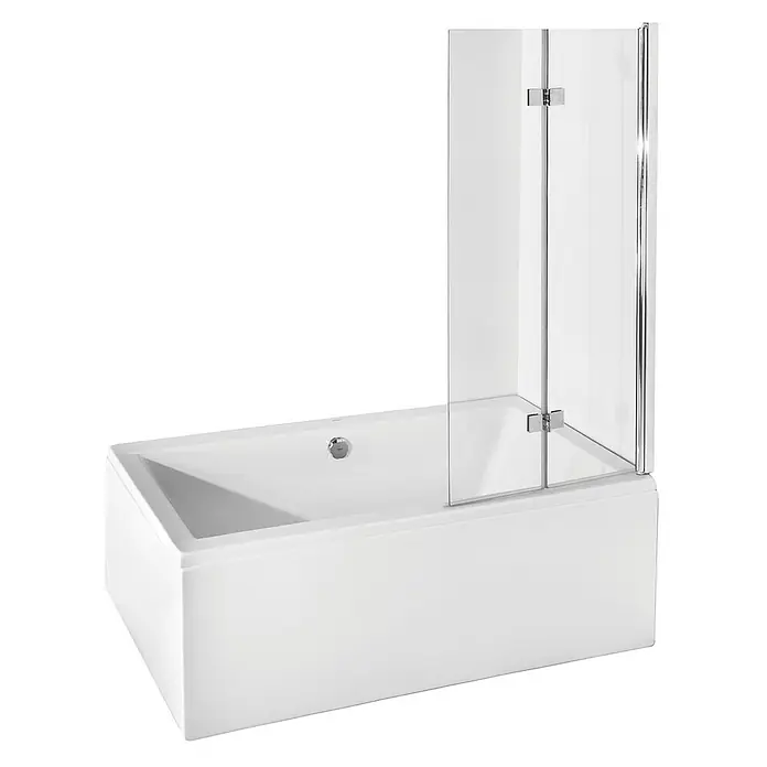 Bad Land Badewannenaufsatz Badewannenaufsatz 2-teilig PRESTIGO 80x150 cm ESG 6 mm Klarglas Silber - 2 Stk., Transparent / Silber