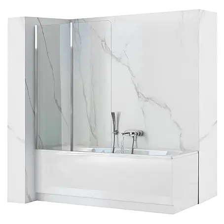 Bad Land  Badewannenaufsatz Badewannenaufsatz 2-teilig AGAT 100x140 cm ESG 5 mm Klarglas Silber