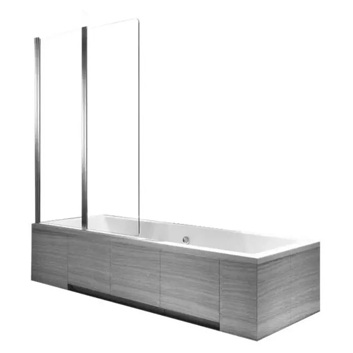 Bad Land Badewannenaufsatz Badewannenaufsatz 2-teilig AGAT 100x140 cm ESG 5 mm Klarglas Silber - 2 Stk., Transparent / Silber