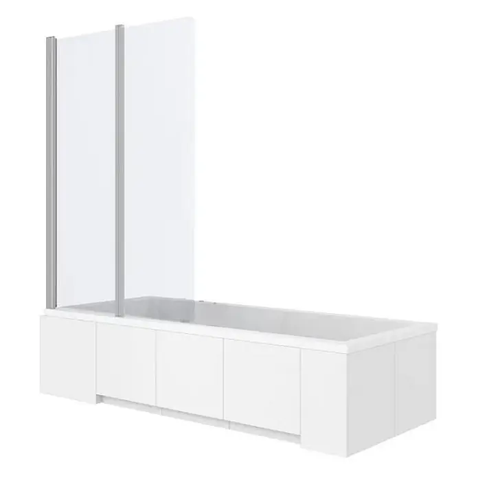 Bad Land Badewannenaufsatz Badewannenaufsatz 2-teilig AGAT 100x140 cm ESG 5 mm Klarglas Silber - 2 Stk., Transparent / Silber