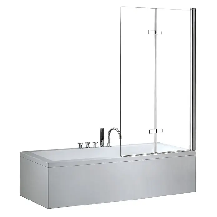 Bad Land Badewannenaufsatz Badewannenaufsatz 2-teilig LUMIX 100x145 cm ESG 6 mm Klarglas Silber - 2 Stk., Transparent / Silber
