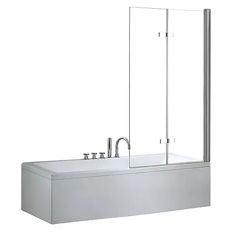 Bad Land  Badewannenaufsatz Badewannenaufsatz 2-teilig LUMIX 100x145 cm ESG 6 mm Klarglas Silber