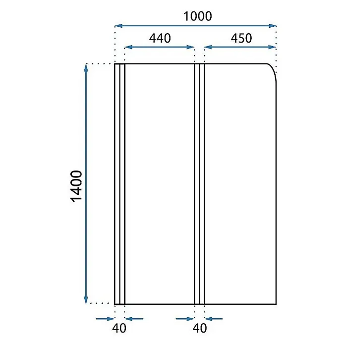 Bad Land Badewannenaufsatz Badewannenaufsatz 2-teilig AGAT 100x140 cm ESG 5 mm Klarglas Silber - 2 Stk., Transparent / Silber