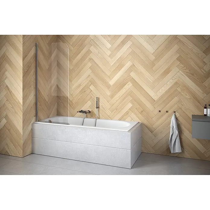 Bad Land Badewannenaufsatz Badewannenaufsatz 1-teilig PRIME 1 70x140 cm ESG 5 mm Klarglas Silber - 1 Stk., Transparent / Silber