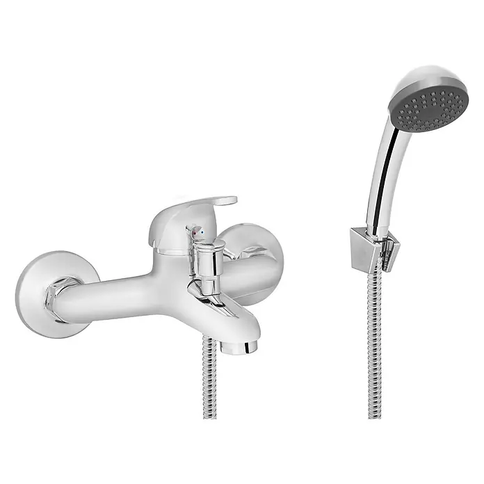 Bad Land Badewannenarmatur MITRIS Badewannenarmatur Set Silber - Silber, Glänzend