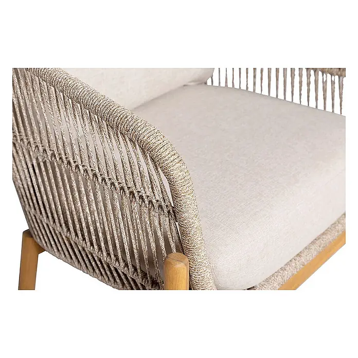 Ebuy24 Garten-Loungesessel Stuhl Terracina - 1 Stk., Akazie, Seil, Metall, Braun, B x T x H: 86 x 79 x 72 cm