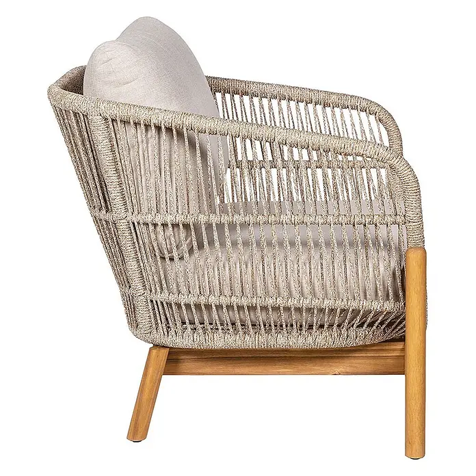 Ebuy24 Garten-Loungesessel Stuhl Terracina - 1 Stk., Akazie, Seil, Metall, Braun, B x T x H: 86 x 79 x 72 cm