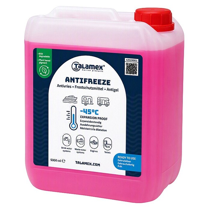 Talamex Frostschutzmittel Anti Freeze für Trink-, Kühl- & Motorsysteme (Geeignet für: Motoren, Nettovolumen: 5 l, Frostsicher: -45 °C) | BAUHAUS