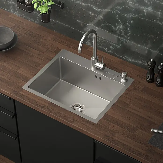 ML-Design Einbauspüle Silber Einzelbecken Waschbecken Küche Spüle Edelstahlspüle - 55 x 45 cm, Stahl