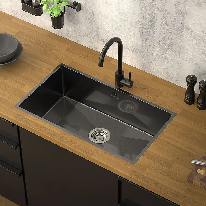 ML-Design Einbauspüle Anthrazit Einzelbecken Waschbecken Küche Spüle Edelstahlspüle - 70 x 40 cm, Stahl