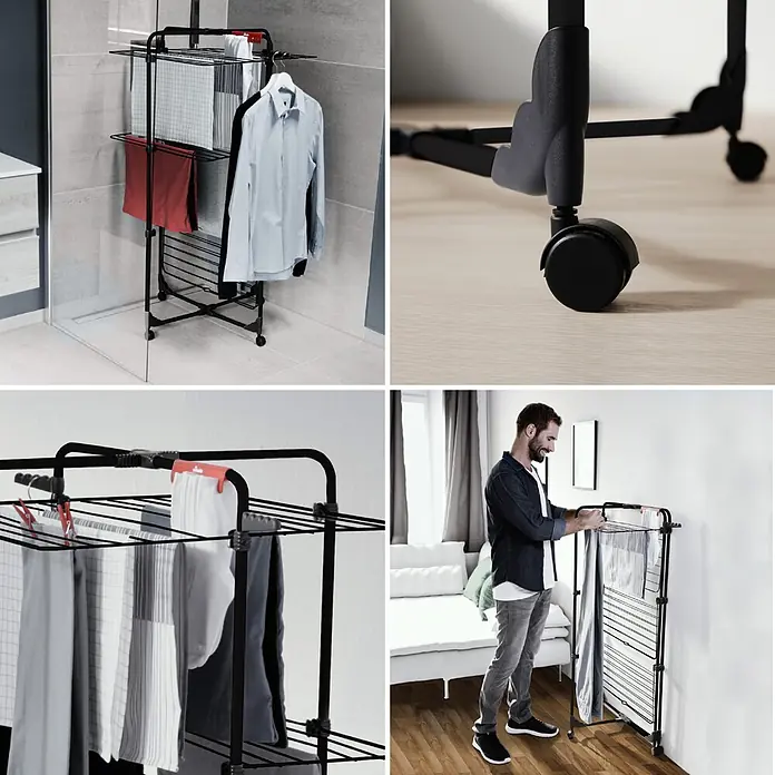 Vileda Turm-Wäscheständer Mixer 3 Ultimate - Länge Wäscheleine: 30 m, L x B x H: 69 x 74 x 132 cm, Schwarz - Informationsansicht