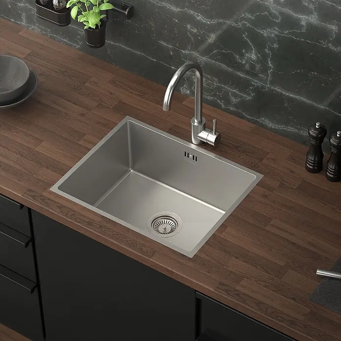 ML-Design Einbauspüle Silber Einzelbecken Waschbecken Küche Spüle Edelstahlspüle - 50 x 40 cm, Stahl