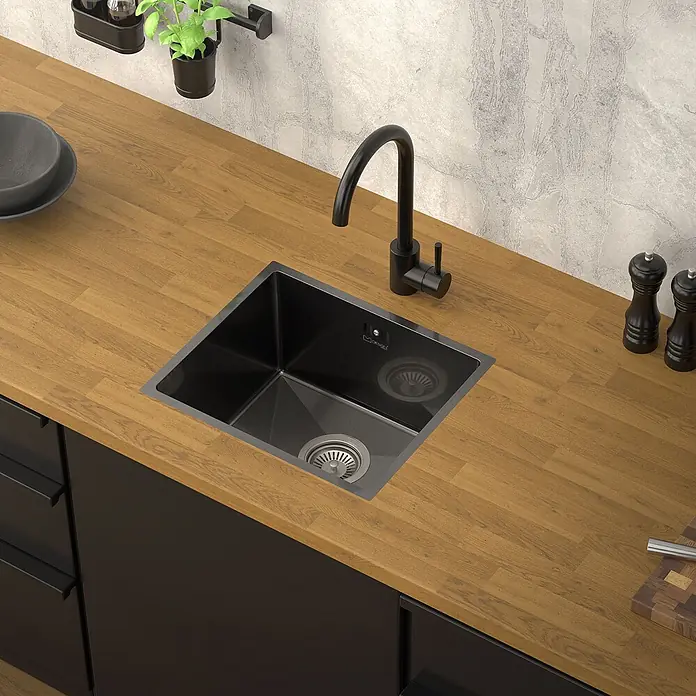 ML-Design Einbauspüle Anthrazit Einzelbecken Waschbecken Küche Spüle Edelstahlspüle - 40 x 34 cm, Stahl