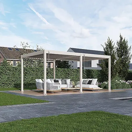 Weide  Pergola Deluxe freistehend Aluminium 3,6 x 5,3 m Ivory-Sand