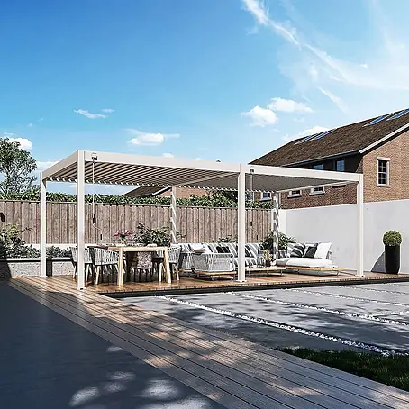 Weide  Pergola Deluxe freistehend Aluminium 3,6 x 7,2 m Ivory-Sand