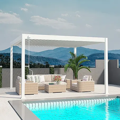 Weide  Pergola Deluxe freistehend Aluminium 3,6 x 4 m Weiß
