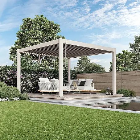 Weide  Pergola Deluxe Plus freistehend Aluminium 4 x 4 m Ivory-Sand