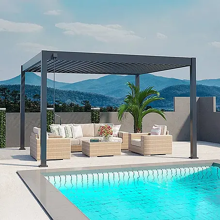Weide  Pergola Deluxe Pavillon Terrassenüberdachung Aluminium 3 x 4 M anthrazit