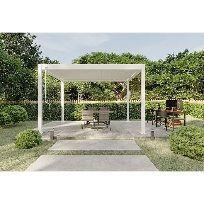 Weide Pergola Deluxe Pavillon Terrassenüberdachung Aluminium 3 x 4 M weiß - Farbe Gestell: Weiß, Metall